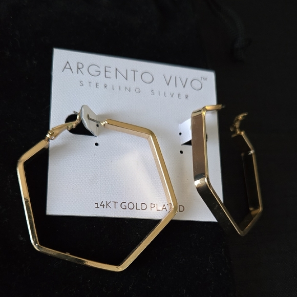 Argento Vivo Gold Plated Geometric Earrings - Picture 1 of 6